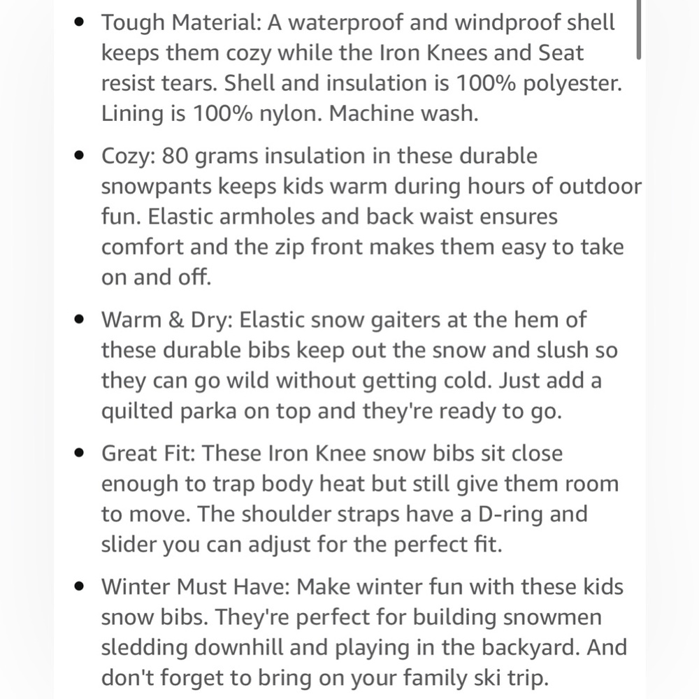 Kids Iron Knee Winter Snow Bibs - Picture 8 of 8